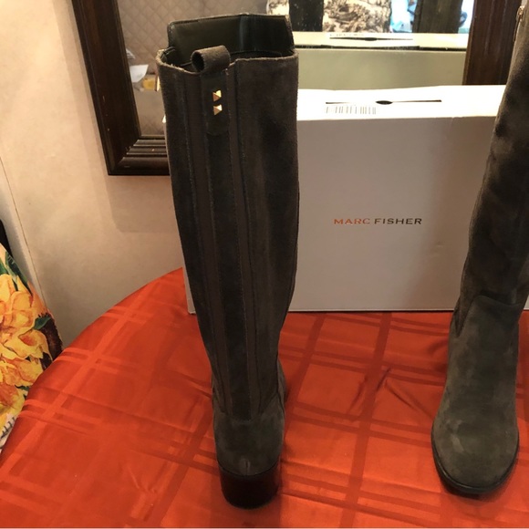 Marc Fisher Womens Rela Heels Tall Knee-High Boots - Dark Green Suede Size 10M - Picture 7 of 16